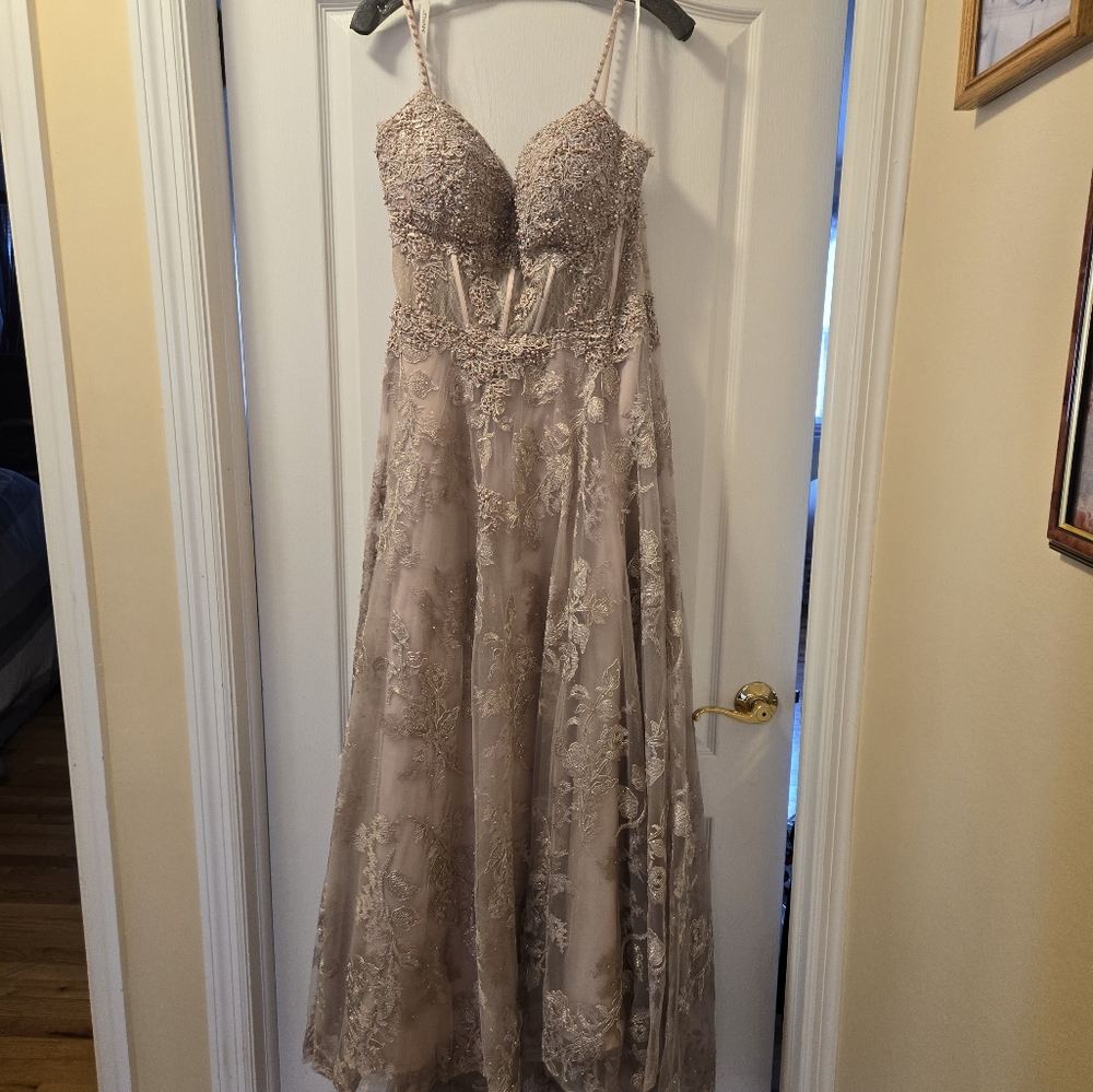 Jovani Mauve Spaghetti Strap - Picture 10 of 12